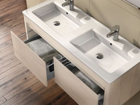 IBX, керамическая раковина двойная 120 см, цвет белый, артикул PORC120SUN