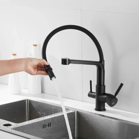Смеситель для кухни Rose R658H, черный, артикул R658H