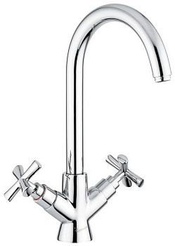 Emmevi Spirit New, двухвентильный кухонный смеситель с поворотным изливом, без донного клапана, цвет хром