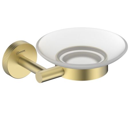 Мыльница Lemark BELUGA подвесная, сталь, стекло, брашированное светлое золото (LMA-8031S-BRLG), артикул LMA-8031S-BRLG