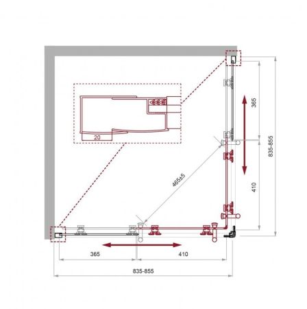 Душевой уголок BELBAGNO UNO-195-A-2, артикул UNO-195-A-2-90-P-NERO