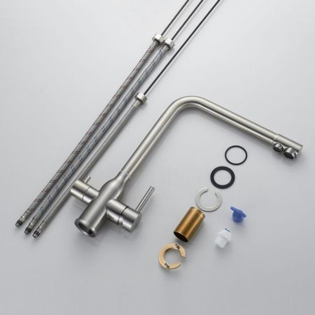 Смеситель для кухни с подключением фильтра Shevanik S248L, сатин