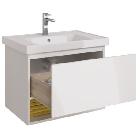 PERFECTO Тумба 70 см подвес. 1 ящ., push-to-open, белый глянец