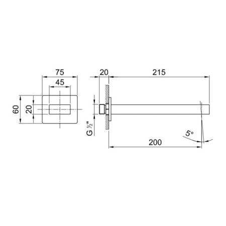 Fantini Mint Излив для ванны, настенный, цвет: хром, артикул 34 02 F045