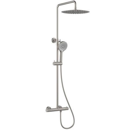 Смеситель Lemark Beluga для душа с регулируемой высотой штанги и лейкой верхнего душа «Тропический дождь», термостатический (LMF-8045B-BN), артикул LMF-8045B-BN