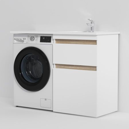 M85AWPR1201WG X-Joy, Раковина над стиральной машиной, литьевой мрамор, правая, 120 см, белый глянец, артикул M85AWPR1201WG
