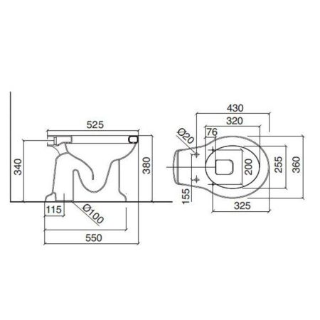 Sbordoni Palladio Унитаз напольный 36х55хh38см слив в пол, цвет: белый, артикул 7020
