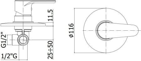 Смеситель для душа Paffoni Green GR010CR (с внутренней частью), артикул GR010CR