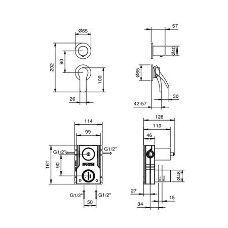 Fantini AL/23 Встраиваемый смеситель для душа (Наружняя часть), цвет: хром, артикул 26 02 B481B