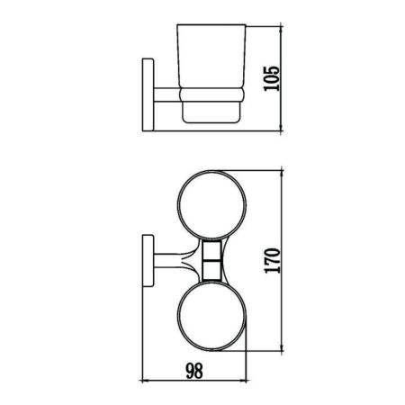 Стакан для ванной комнаты двойной Savol S-007068, хром, артикул S-007068