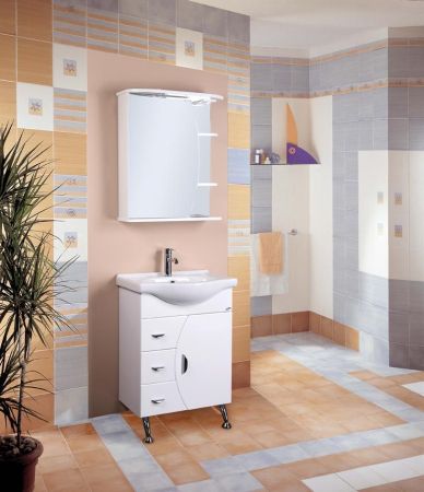 Шкаф-зеркало Onika Луна 60 белый, левый, с подсветкой