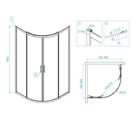 Душевой уголок RGW CL-53B (800x800, Прозрачное), артикул 06095388-14