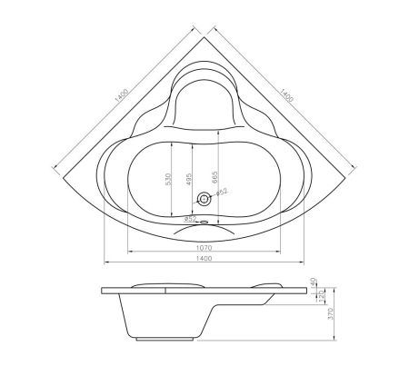 Акриловая ванна Lavinia Boho Elegant 37050140, усиленный армированный корпус ванны, 140x140 см, артикул 37050140