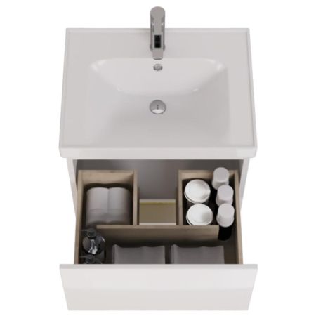 Тумба с раковиной подвесная Dreja Perfecto 60 см, белый, артикул 99-0806-com