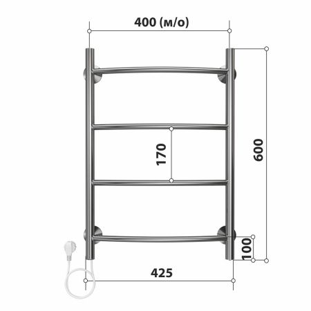Полотенцесушитель электрический Stelmix 60x40 см, дуга, артикул 4670078543042