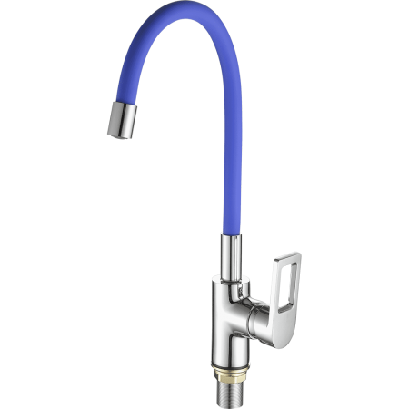 Смеситель для кухни с гибким изливом FASHUN A4253+B01, хром/синий