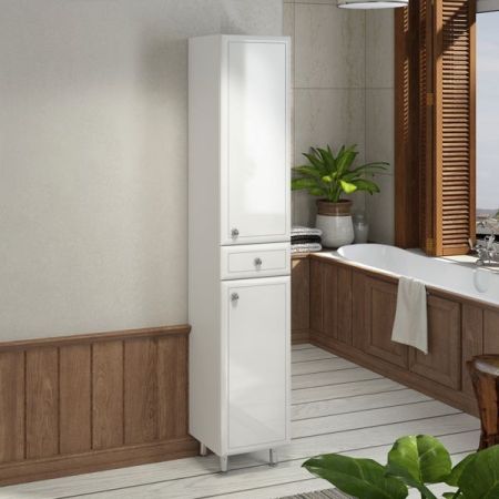 Шкаф пенал Comforty Сочи 35 4136987 Белый глянец, артикул 4136987