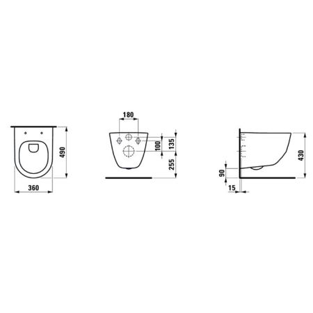 LAUFEN Pro Унитаз подвесной безободковый, укороченный 490х360х340 мм., цвет белый, артикул 8.2096.5.000.000.1
