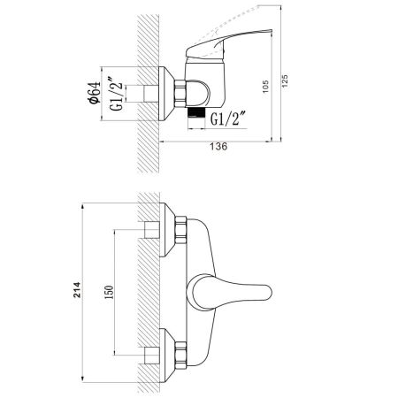 Смеситель для душа Savol S-T3001, хром
