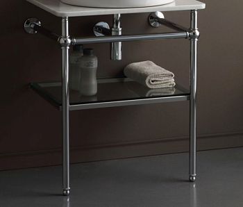 Stil Haus Marte, настенная консоль со стеклянной и керамической полкой, цвет хром