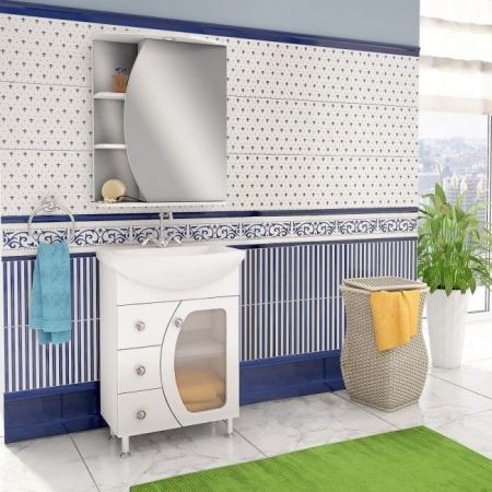 Зеркальный шкаф Runo Линда 60 4620750024796 с подсветкой Белый