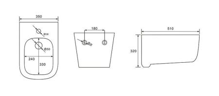 Биде подвесное AQUATEK ЛУГАНО AQ1002-00, 510*350*320 мм, цвет белый, артикул AQ1002-00