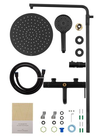 Душевая система WONZON & WOGHAND STICK, Черный матовый (WW-88739017-MB), артикул WW-88739017-MB