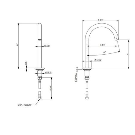 Fantini Nostromo Излив смесителя для раковины, цвет Matt British Gold PVD, артикул 24 P6 8436