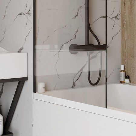 Шторка на ванну 60x140 Maretti Project Black PB41F6014099, черный профиль, артикул PB41F6014099