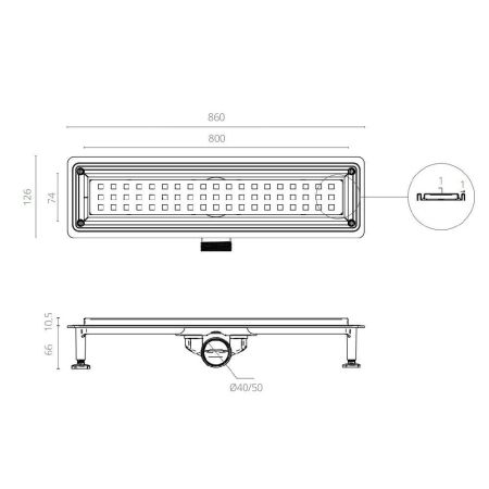 Душевой трап CTESI WAY SQUARE 80 см., артикул BK4024150