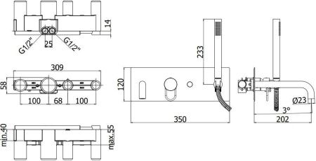Смеситель для ванны с душем Paffoni Joker JK001CR (с внутренней частью)