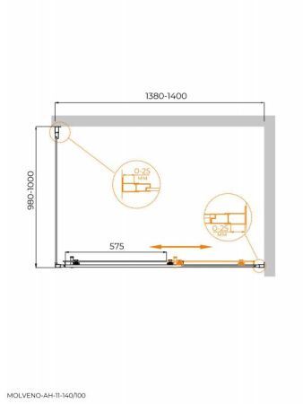 MOLVENO-AH-11-150/90-C-BORO-IV Душевой уголок, артикул MOLVENO-AH-11-150/90-C-BORO-IV