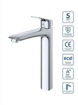 DUE Смеситель для накладной раковины без донного клапана, оружейная сталь DUE-LMC-GM-W0