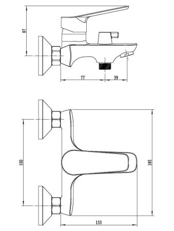 Смеситель Storm для ванны., с с коротким изливом., c акс., артикул: STO54, артикул STO54acs