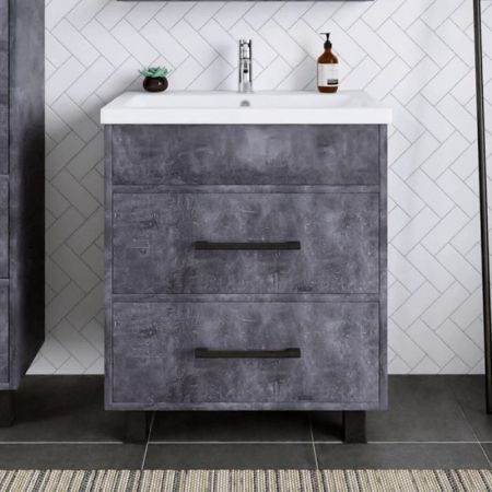 Тумба под раковину напольная Бриклаер ЧИЛИ цемент, 70 см, артикул 4627125415227