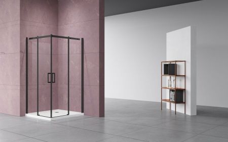 Душевые уголки Vincea Душевой уголок Dice VSS-4D100CLB, 1000*1000, черный, стекло прозрачное,, артикул VSS-4D100CLB