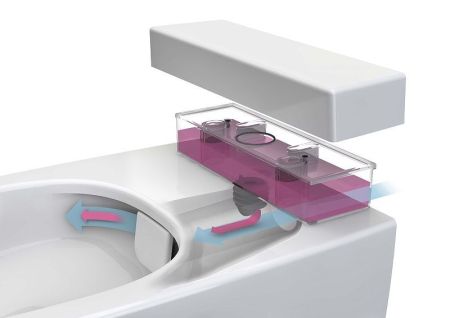 Metropole Rim-Ex Подвесной безободковый унитаз 56 см с функциями VitrAflush и VitrAfresh безободковый, с емкостью для чистящей жидкости, артикул 7672B003-1686