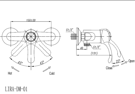 Смеситель для душа CEZARES LIRA-C-DM, артикул LIRA-C-DM-BLC