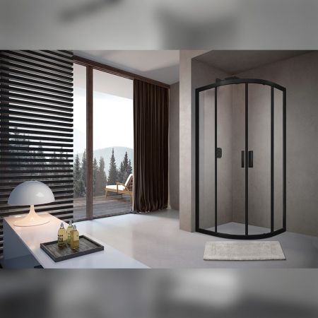 Душевой уголок Terminus Соренто четверть круга 100х100х200, черный, артикул 6ES100х100B