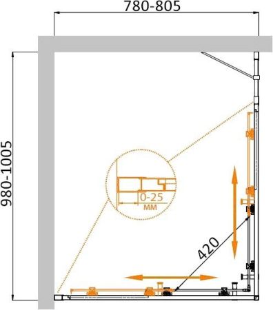Душевой уголок CEZARES MOLVENO-AH-21, артикул MOLVENO-AH-21-90+20-C-Cr-IV