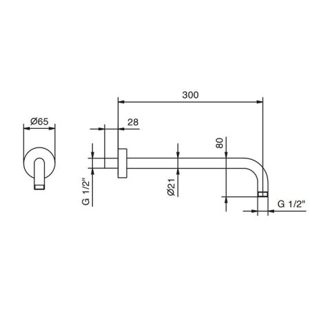 FANTINI Держатель верхнего душа 300 мм., настенный монтаж, цвет Матовая натуральная сталь, артикул 86 93 8027