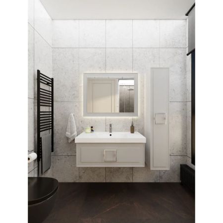 Тумба под раковину подвесная La Fenice Cubo FNC-01-CUB-C-100, бежевая, артикул FNC-01-CUB-C-100