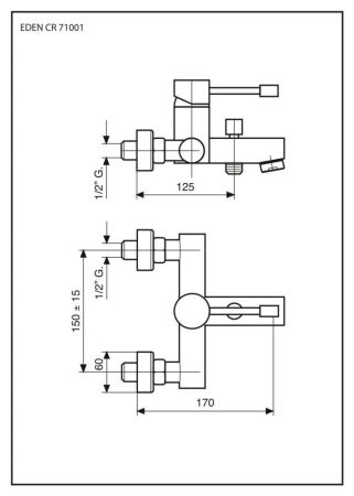 Emmevi Eden, однорычажный смеситель для ванны без набора для душа, цвет хром, артикул 71001/CR