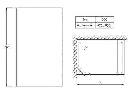 Душевая перегородка Jacob Delafon Contra 100 E22WP100-GA профиль Хром стекло прозрачное