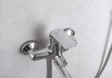 AQ1042CR ВЕГА смеситель для ванны с длинным изливом + AQ2011CR ВЕГА душевой гарнитур 3jet 73см, артикул AQ1033CR