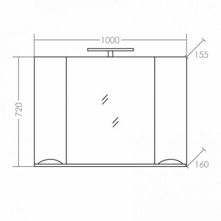 Зеркальный шкаф Санта Сатурн 100 см, 700276, с подсветкой, белый, артикул 700276