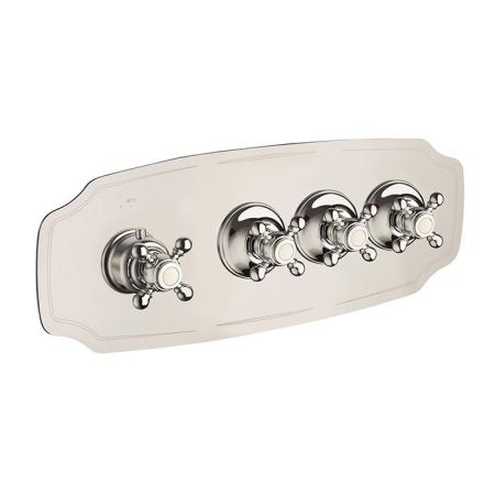 Carimali COLONIAL  Внешняя часть горизонтальная термостатического смесителя на 3 потребителя. Colonial пластина and ручки. хром