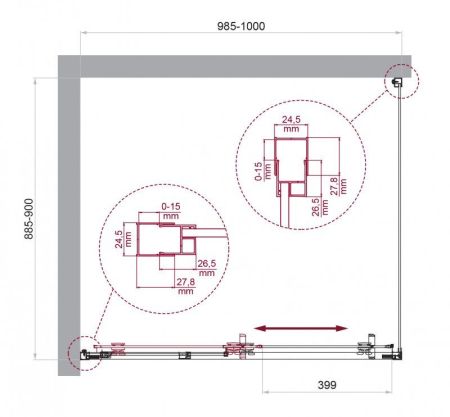 LUCE-AH-1-110/90-C-Cr Душевой уголок, артикул LUCE-AH-1-110/90-C-Cr