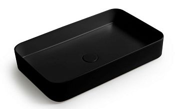 White Ceramic Blade, накладная прямоугольная раковина 65x40x11,5h см, цвет черный матовый