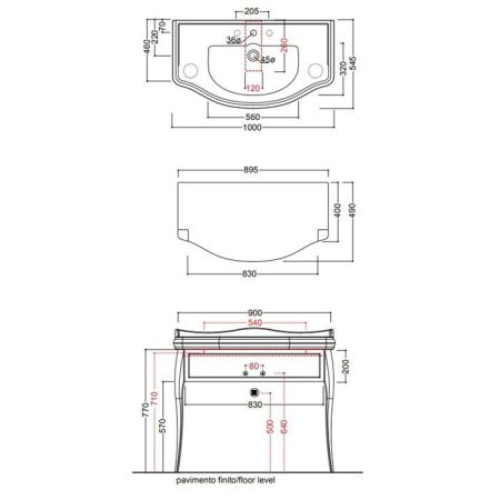 KERASAN Retro, раковина 100*54,5см с 1 отв. под смеситель, цвет: белый, артикул 105001*1